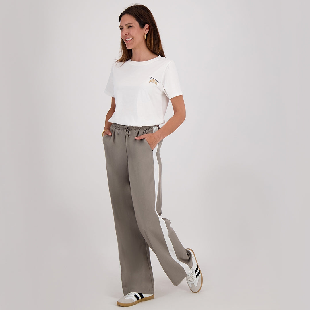 Pant Faline Straight | Dark Sand / Off White