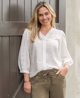 Je m'appelle Tops Blouse Ruche | Porselein wit