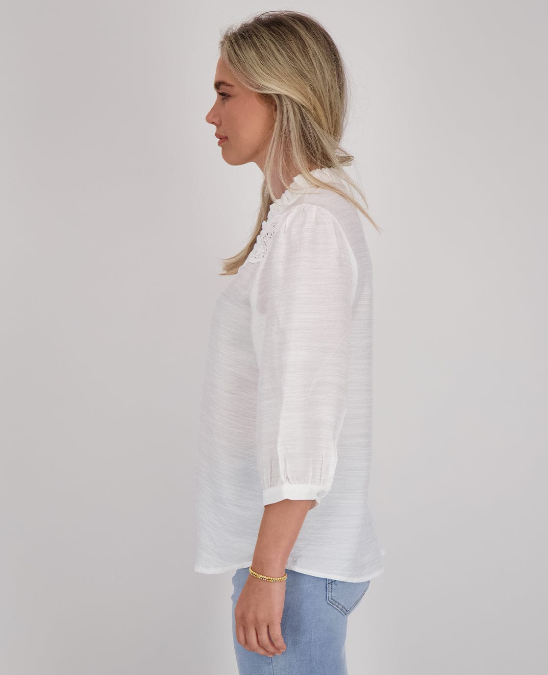 Je m'appelle Tops Blouse Ruche | Porselein wit