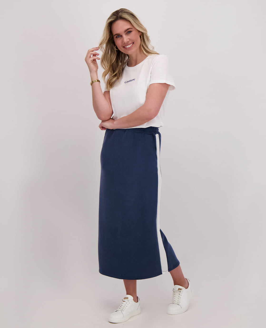 Je m'appelle Jurken Skirt Dani | Jeans Blue/Off White