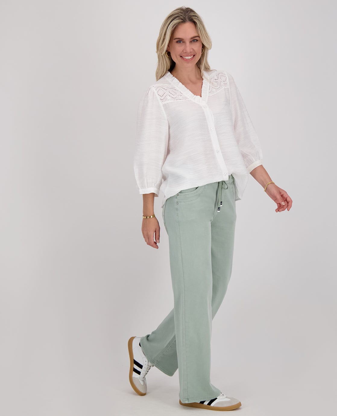 Je m'appelle Tops Blouse Ruche | Porselein wit