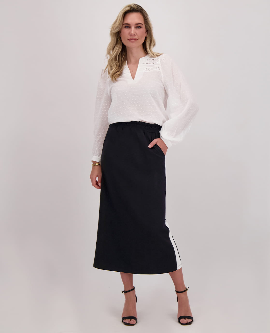 Je m'appelle Jurken Skirt Fenna | Zwart/Off White