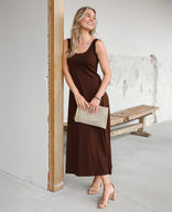 Je m'appelle Jurken Soft Cacao / XS Tankdress Bardot | Soft Cacao