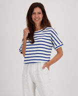 Je m'appelle Tops Top Knitted | Paris Blue/Ecru