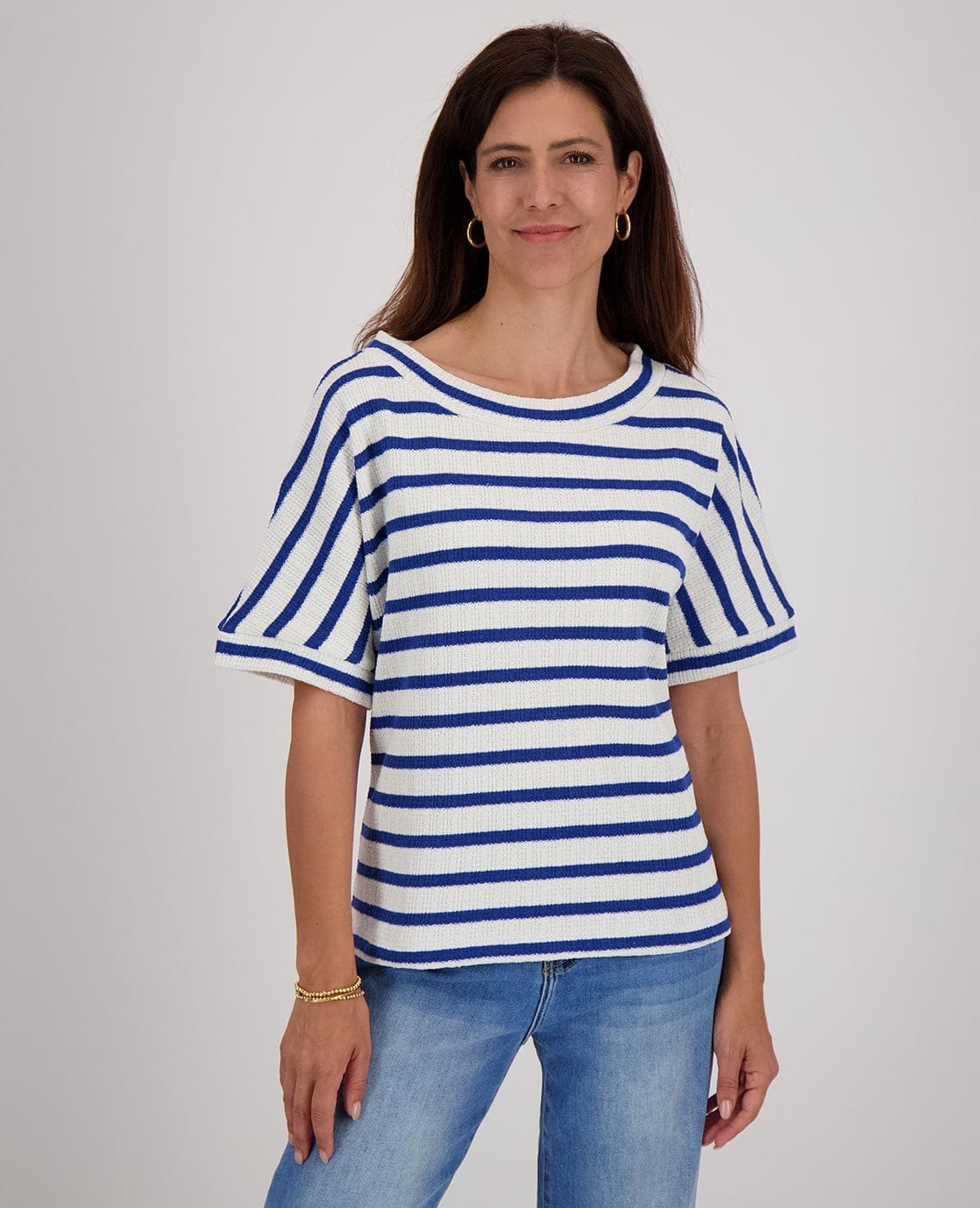 Je m'appelle Tops Top Knitted | Paris Blue/Ecru