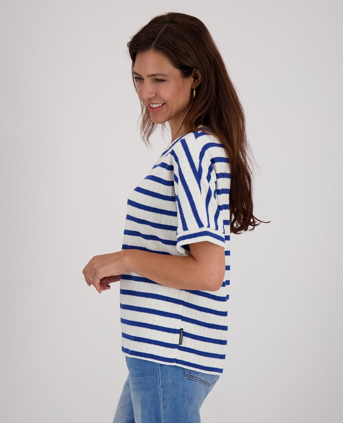 Je m'appelle Tops Top Knitted | Paris Blue/Ecru