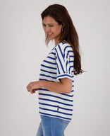 Je m'appelle Tops Top Knitted | Paris Blue/Ecru