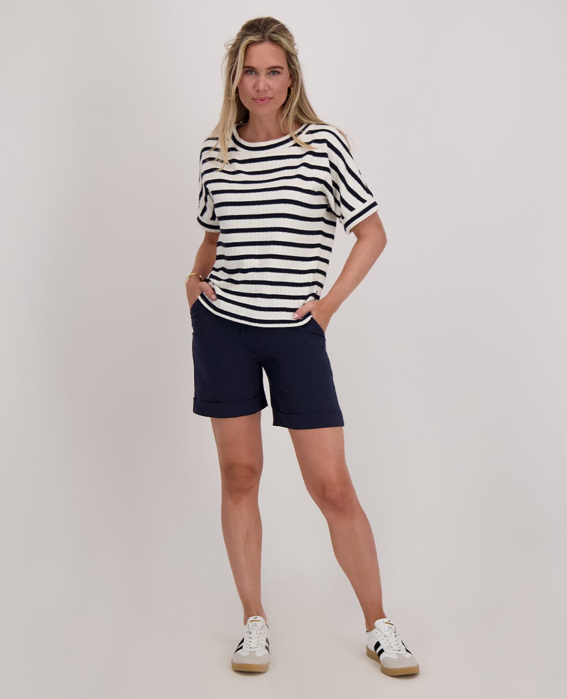 Je m'appelle Tops Top Knitted | Donkerblauw/Ecru