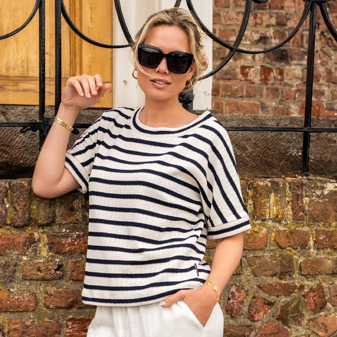 Je m'appelle Tops Donkerblauw/Ecru / XS Top Knitted | Donkerblauw/Ecru