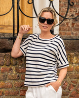 Je m'appelle Tops Top Knitted | Donkerblauw/Ecru