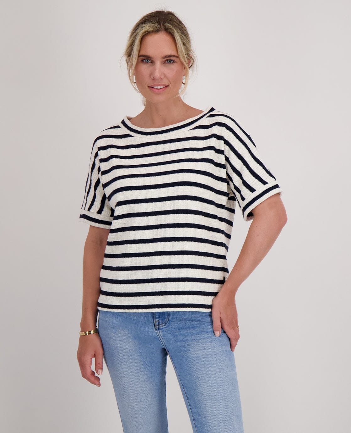Je m'appelle Tops Top Knitted | Donkerblauw/Ecru