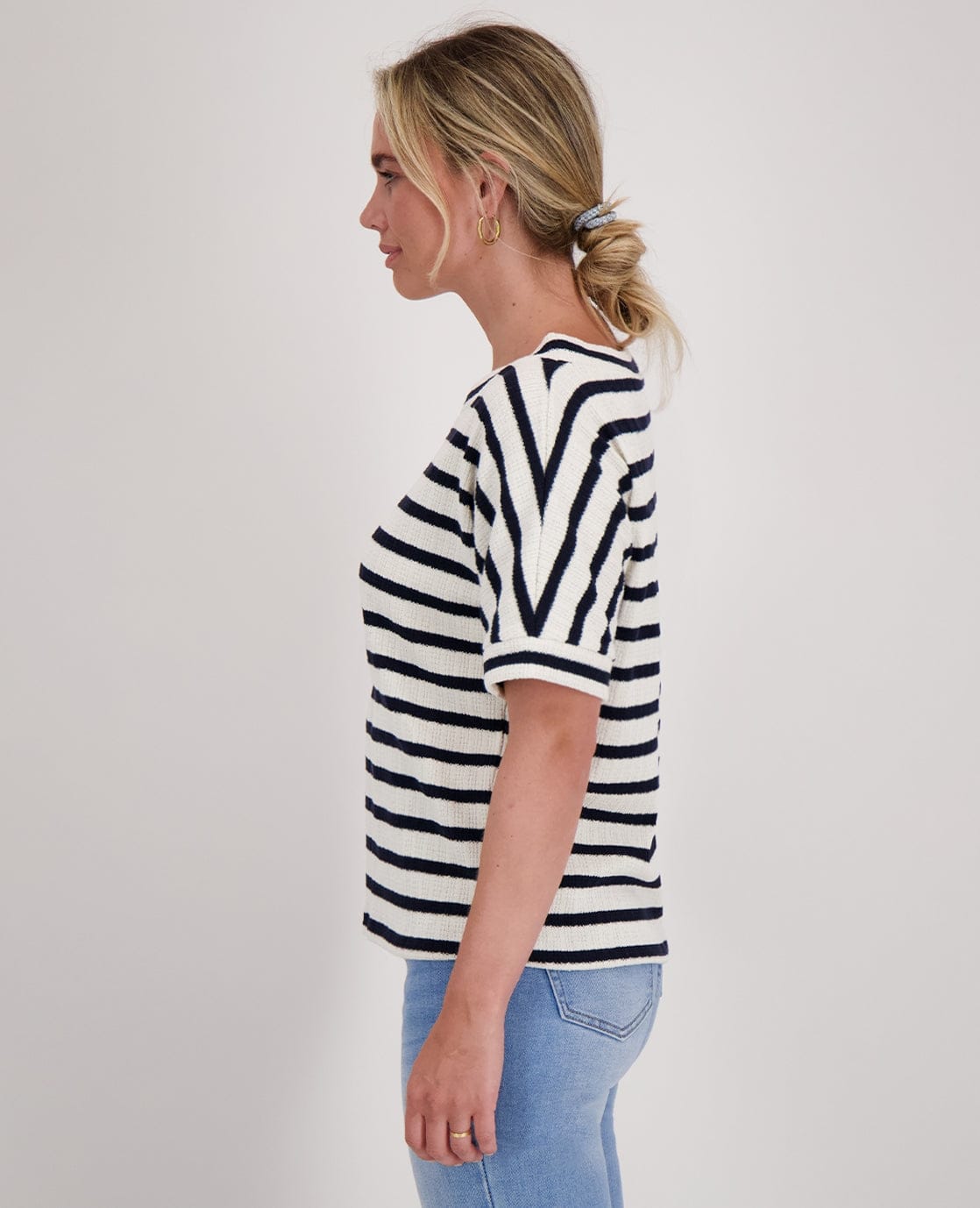 Je m'appelle Tops Top Knitted | Donkerblauw/Ecru
