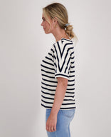 Je m'appelle Tops Top Knitted | Donkerblauw/Ecru