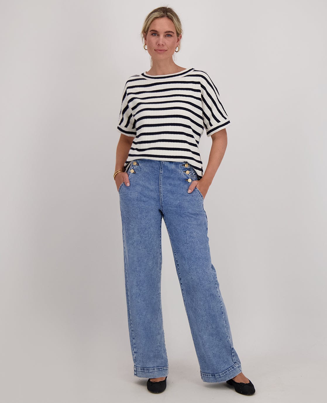 Je m'appelle Tops Top Knitted | Donkerblauw/Ecru