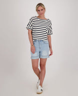 Je m'appelle Tops Top Knitted | Donkerblauw/Ecru