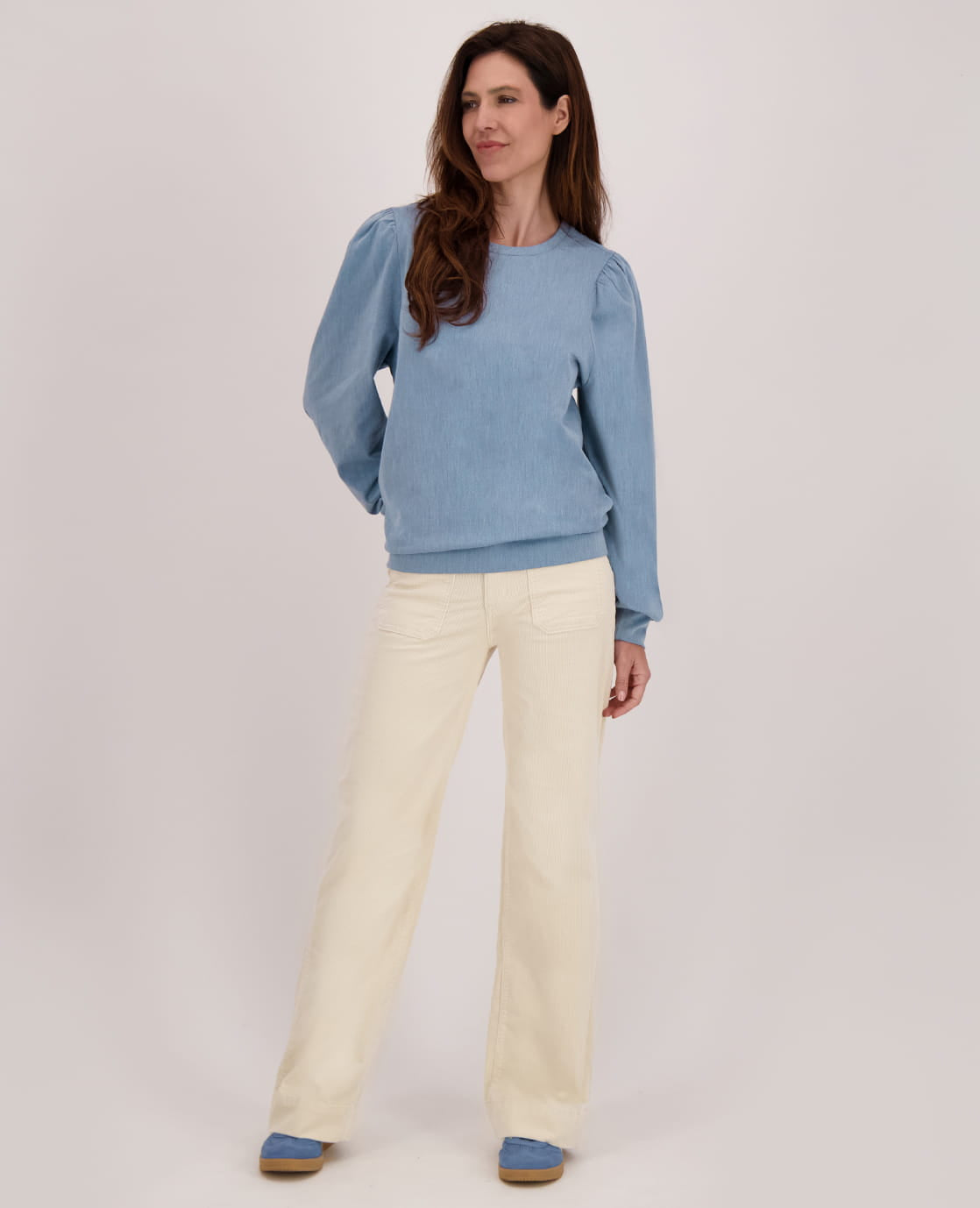 Je m'appelle Broeken Pant Colette Corduroy Stretch | Ecru Denim
