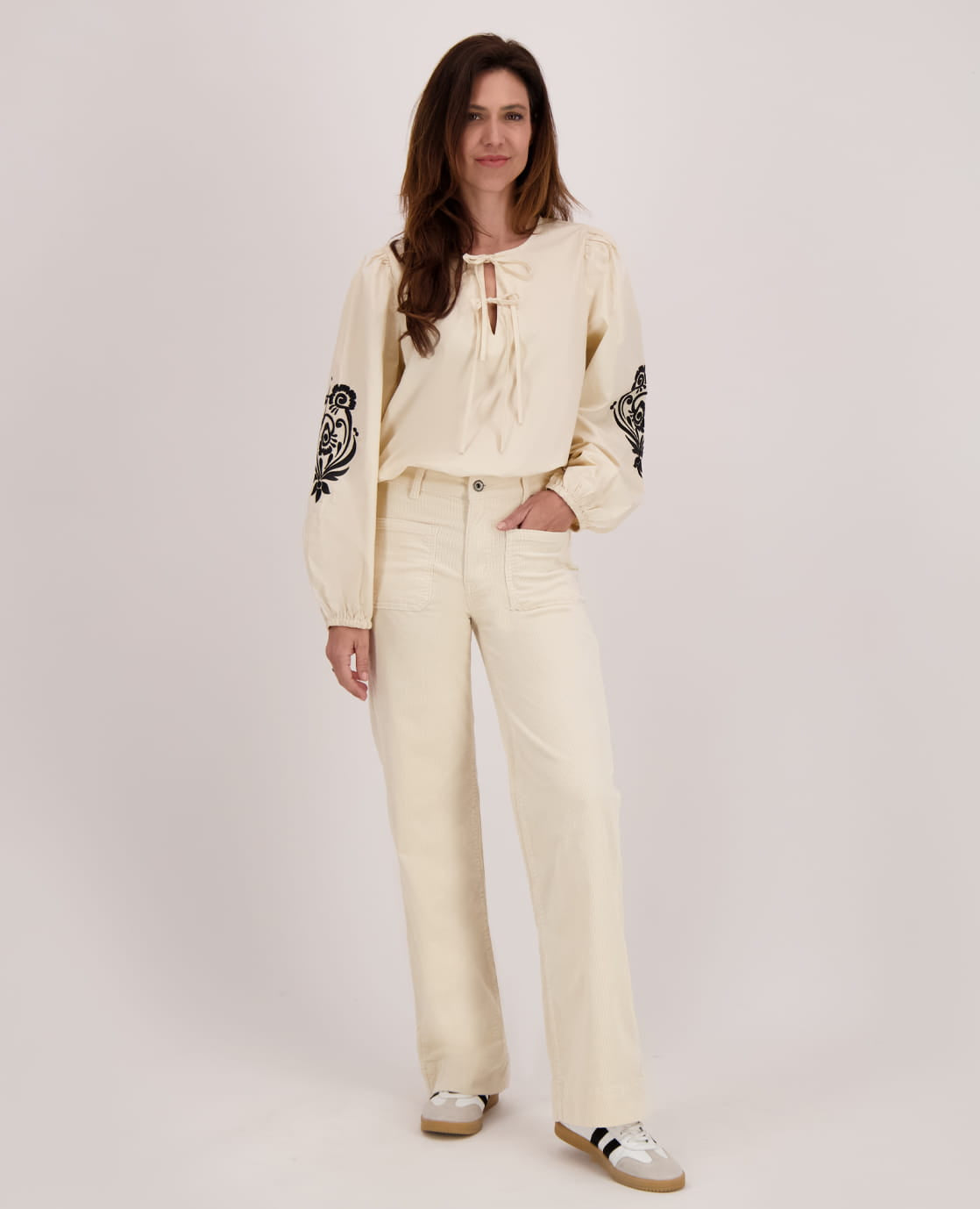 Je m'appelle Broeken Pant Colette Corduroy Stretch | Ecru Denim