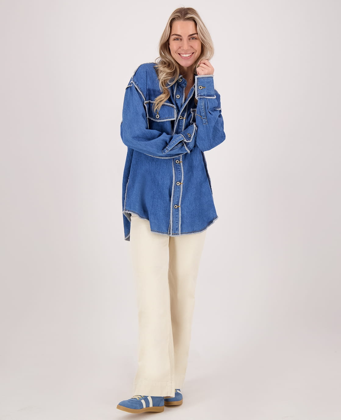 Je m'appelle Broeken Pant Colette Corduroy Stretch | Ecru Denim