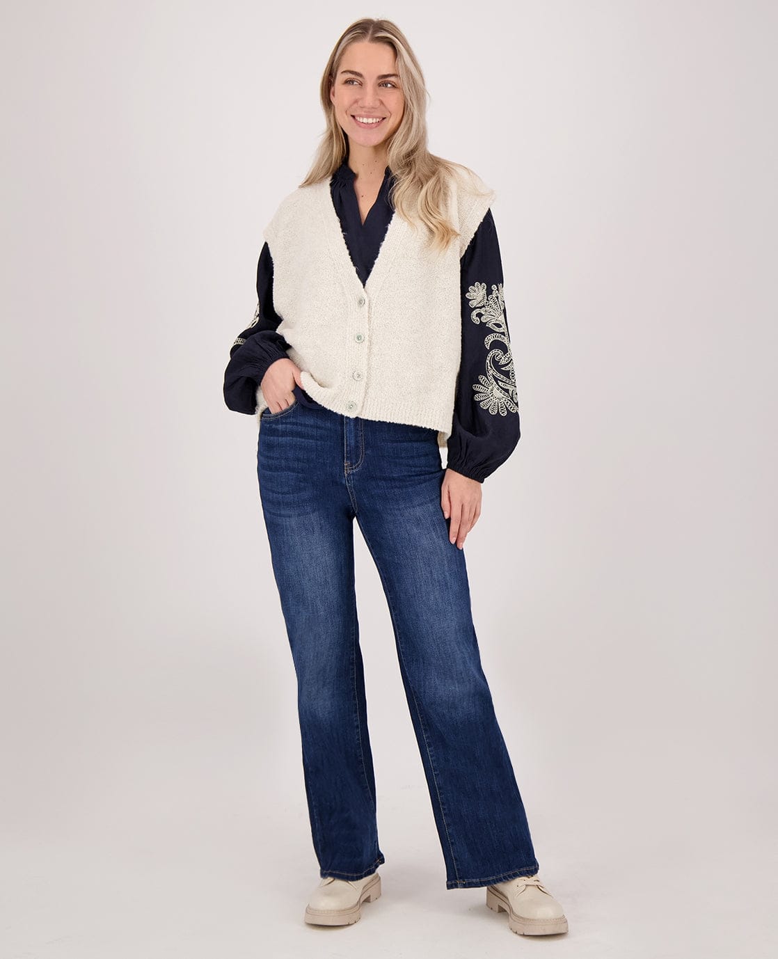 Je m'appelle Broeken Pant Straight Superstretch Denim | Dark Denim