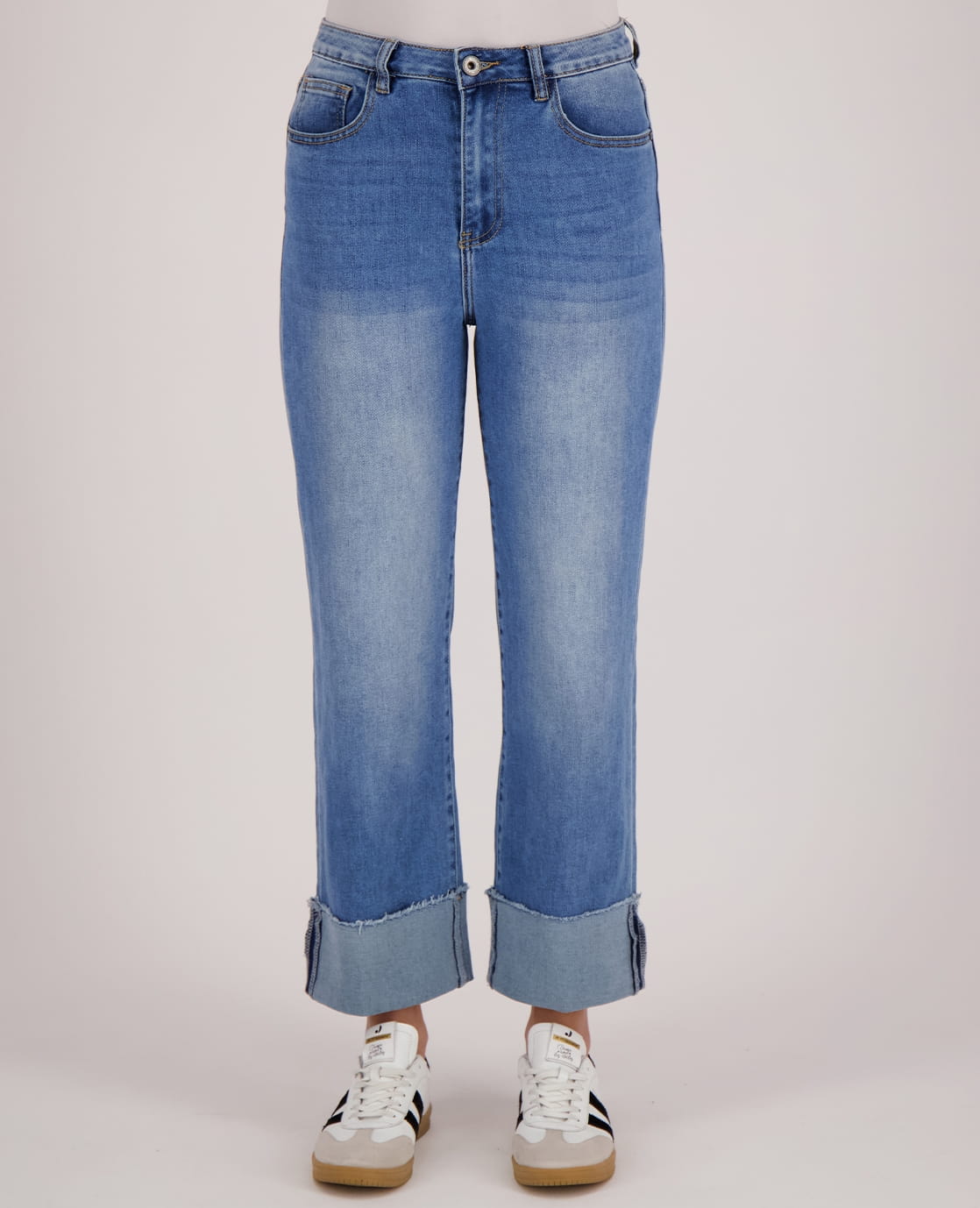 Je m'appelle Broeken Medium Blue Denim / XS Pant Straight Superstretch Denim | Medium Blue Denim