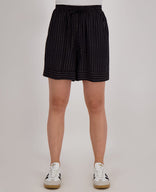Je m'appelle Broeken Short Stripes | Zwart/Porselein wit