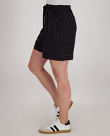 Je m'appelle Broeken Short Stripes | Zwart/Porselein wit