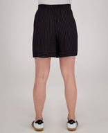 Je m'appelle Broeken Short Stripes | Zwart/Porselein wit