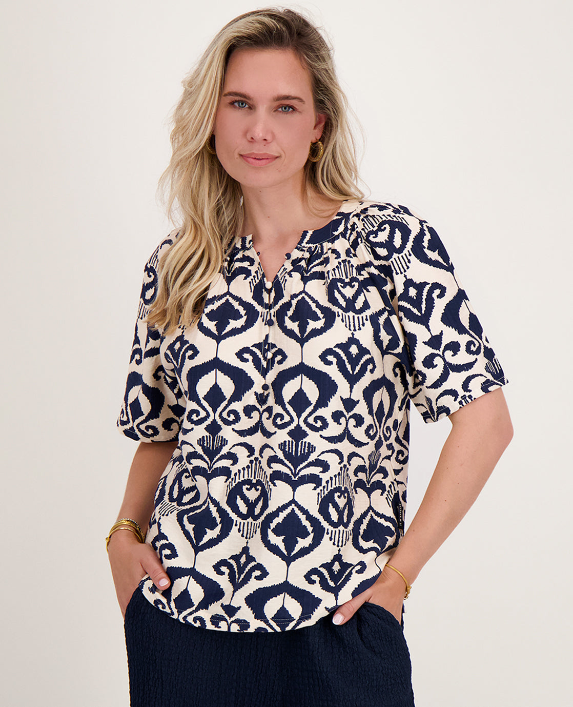 Top Livay | Donkerblauw/Ecru