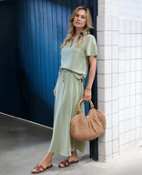 Je m'appelle Jurken Linen Green / XS Skirt Juul | Linen Green