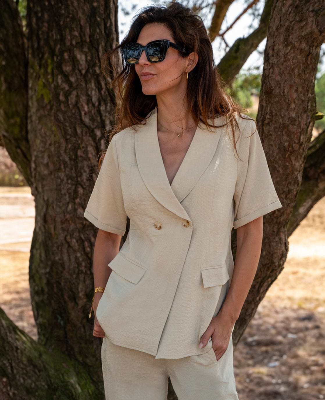 Je m'appelle Jassen Blazer Top Rana | Sahara Sand