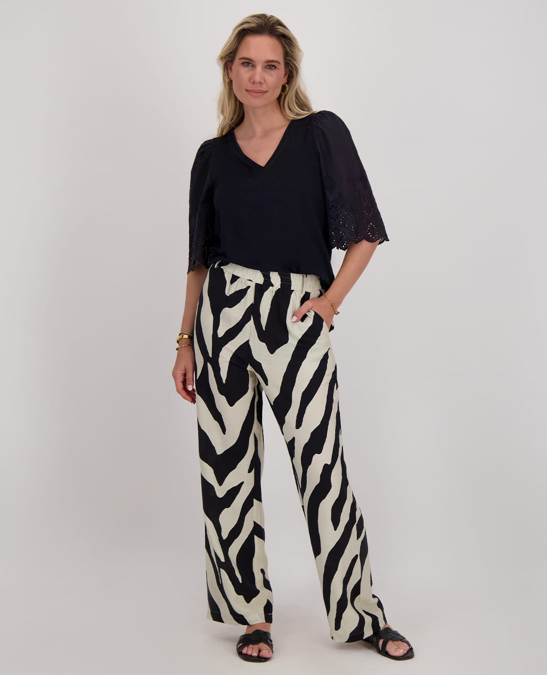 Je m'appelle Broeken Pant Straight | Dark Greige/Zwart