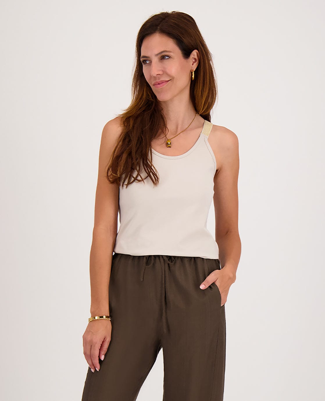 Je m'appelle Tops Dark Greige/Light Gold / XS Tanktop | Dark Greige/Light Gold