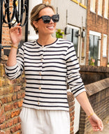 Je m'appelle Vesten Ecru / Midnight Blue / XS Cardigan Knitted | Ecru / Midnight Blue