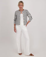 Je m'appelle Vesten Cardigan Knitted | Ecru / Midnight Blue