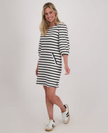 Je m'appelle Jurken Robe Knitted | Ecru / Midnight Blue