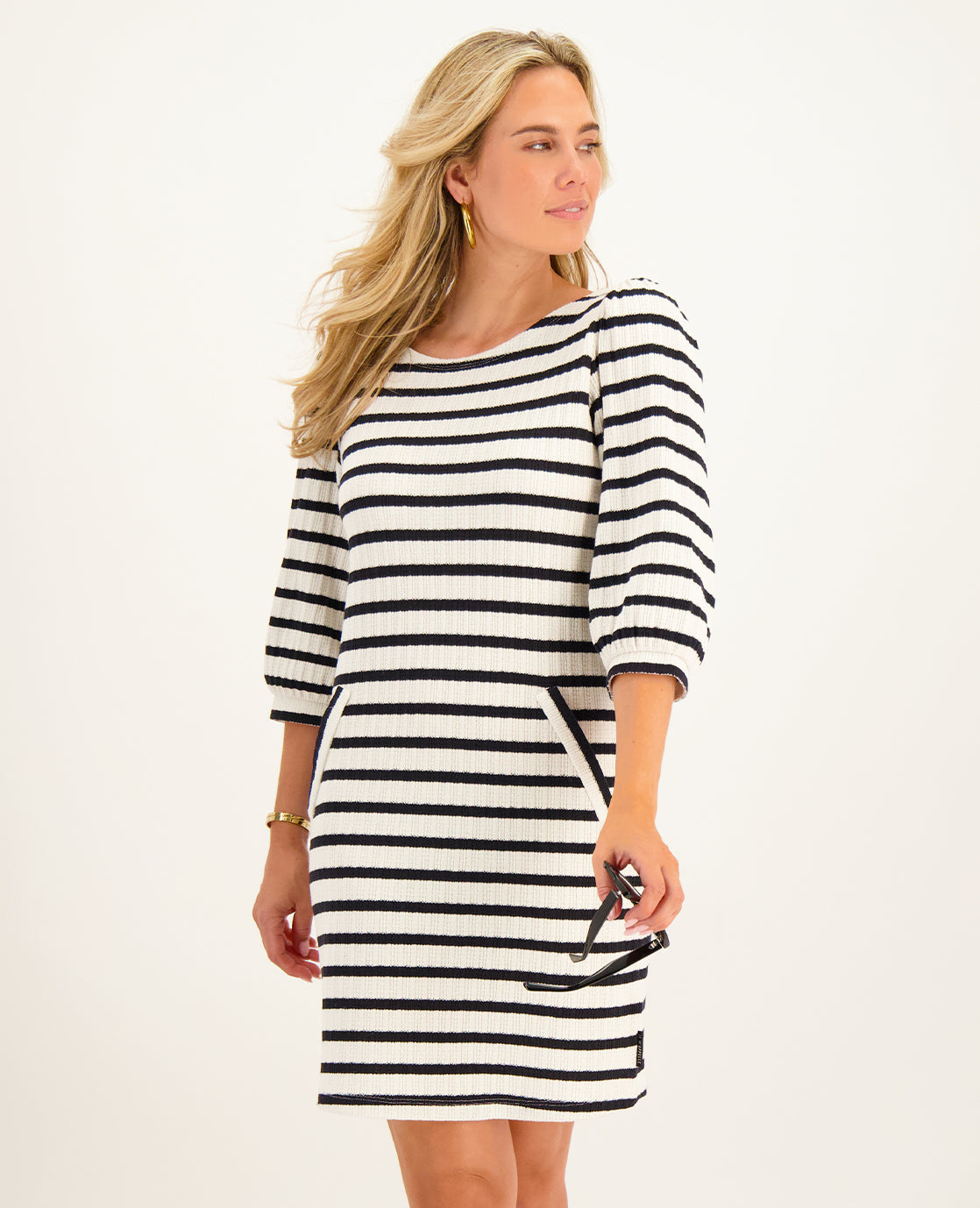 Robe Knitted | Ecru / Midnight Blue