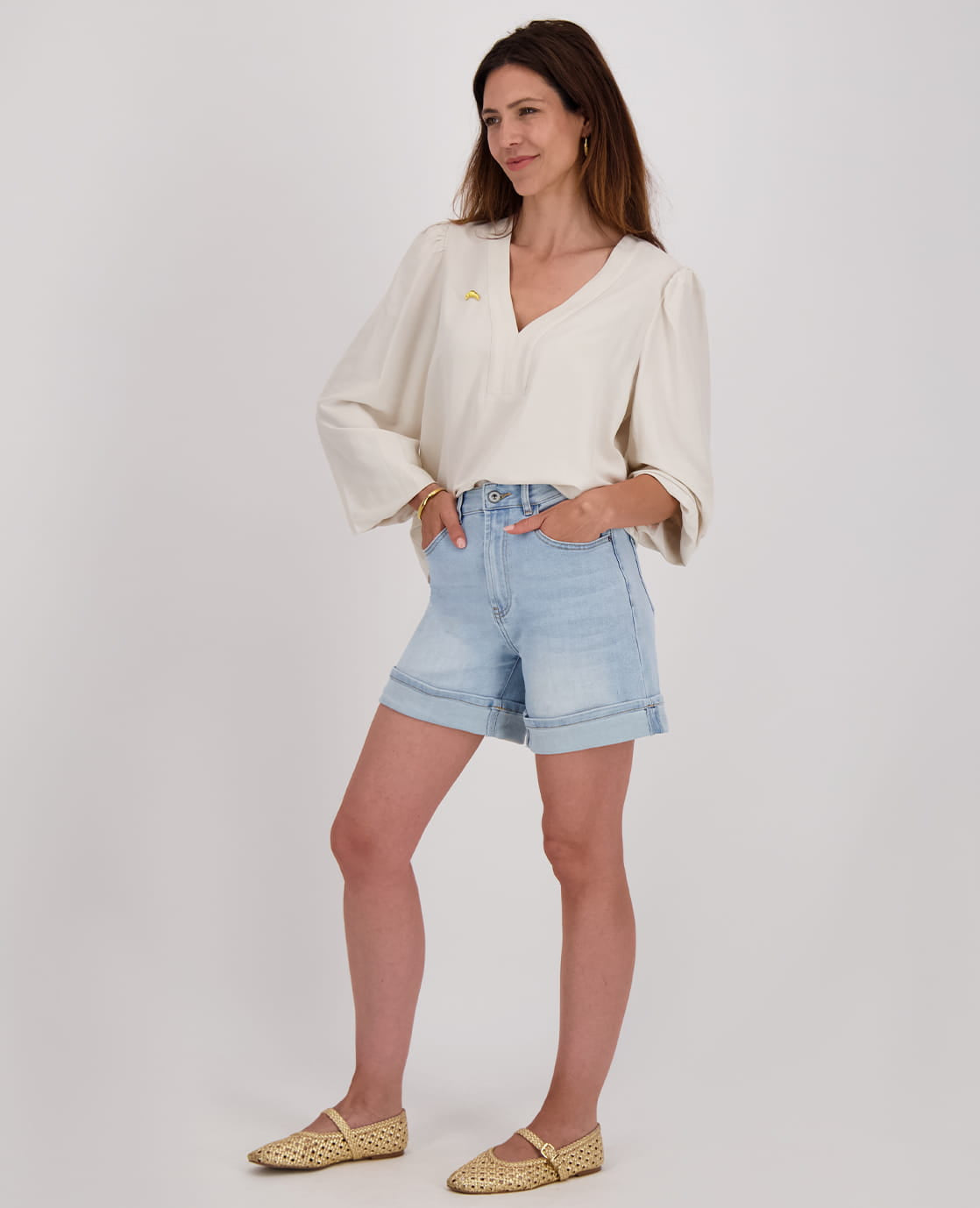 Je m'appelle Broeken Short Stretch Denim | Light Denim