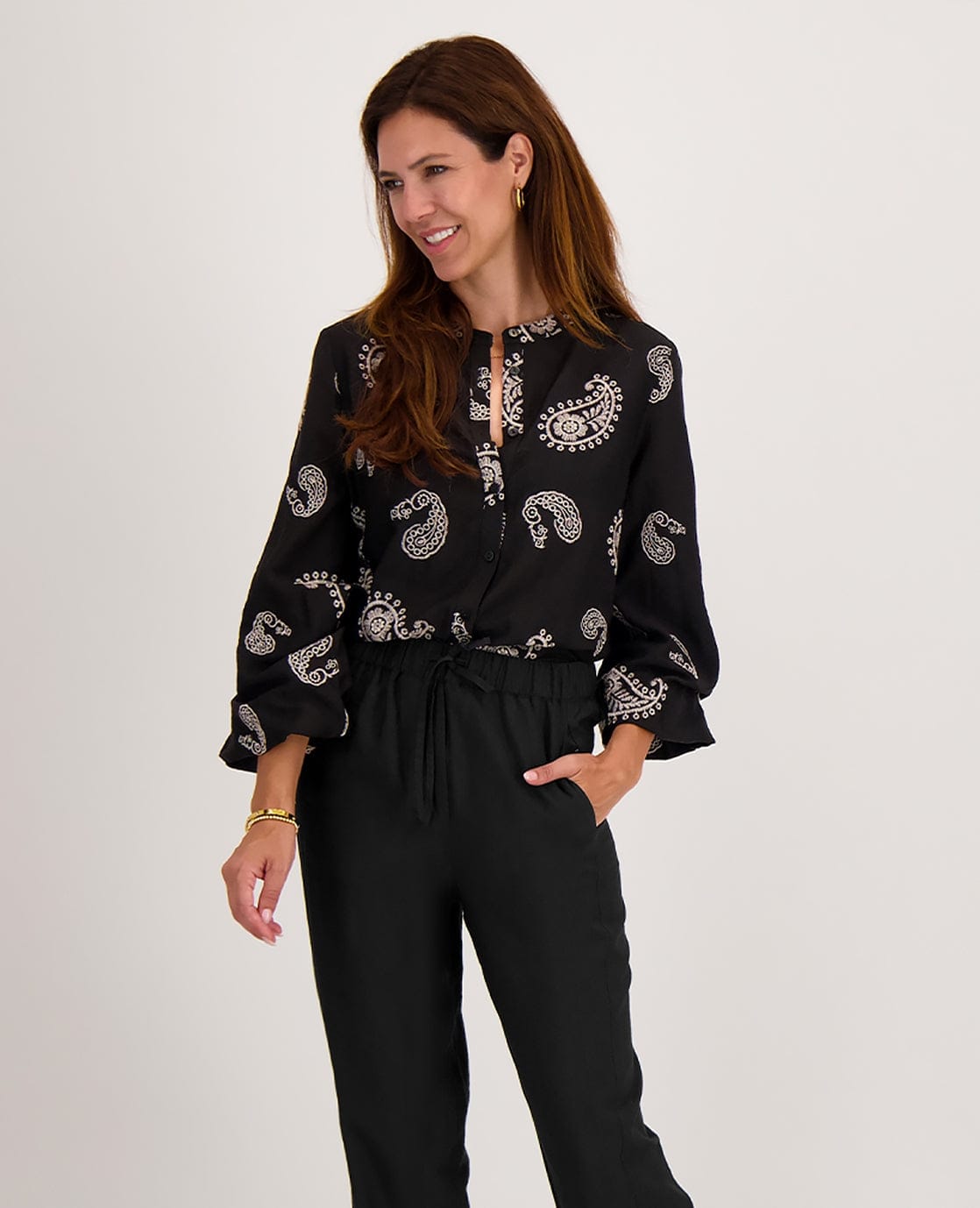 Je m'appelle Tops Blouse Liese | Zwart/Greige