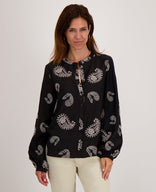 Je m'appelle Tops Blouse Liese | Zwart/Greige