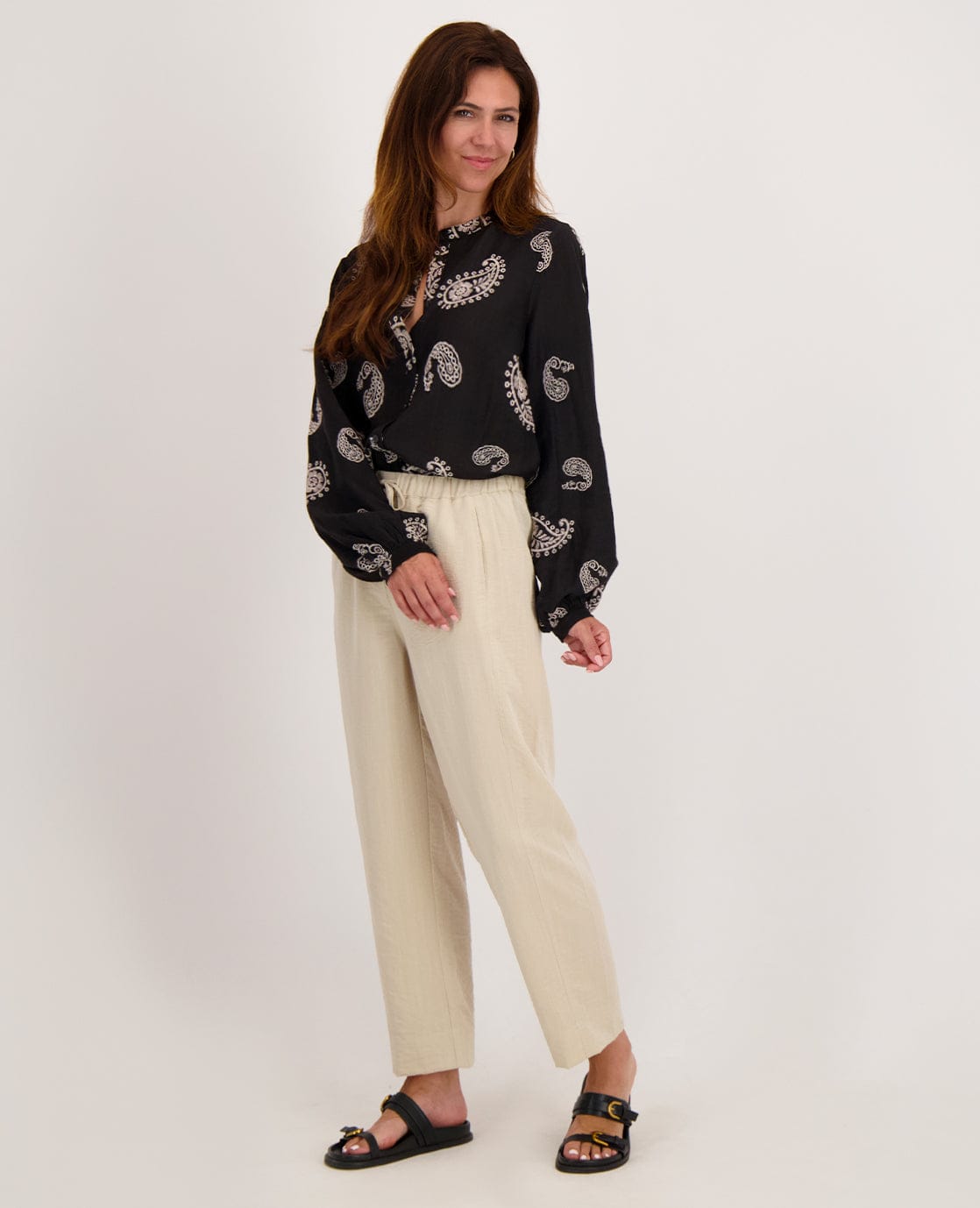 Je m'appelle Tops Blouse Liese | Zwart/Greige