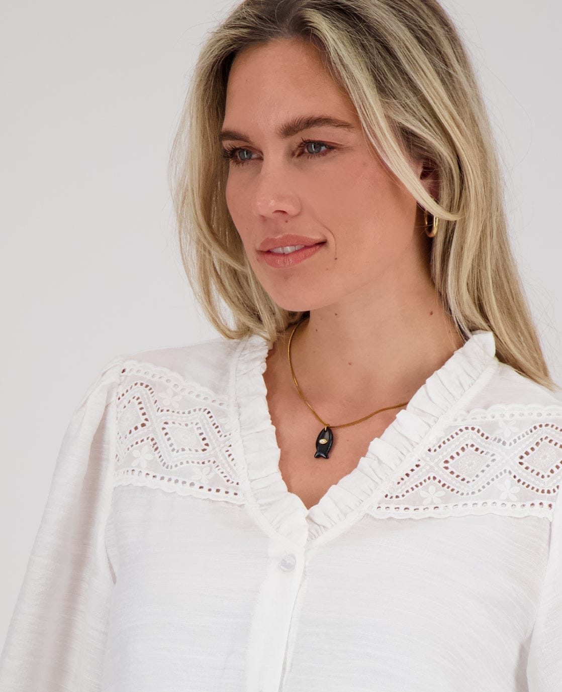 Je m'appelle Accessoires Goud / Zwart / One Size Necklace Fish Charm | Goud / Zwart
