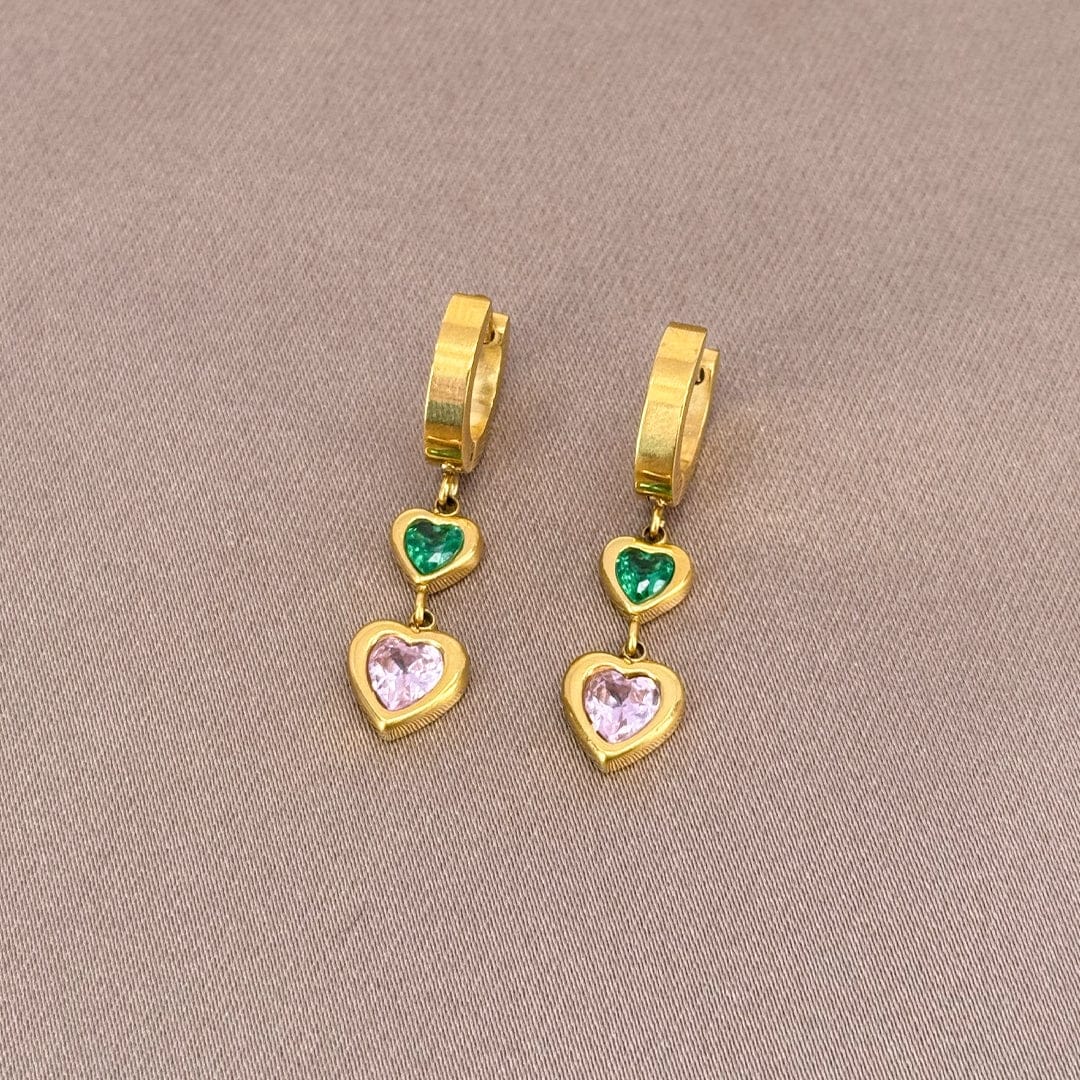 Je m'appelle Accessoires Goud/Multicolor / One Size Earrings Hearts | Goud/Multicolor