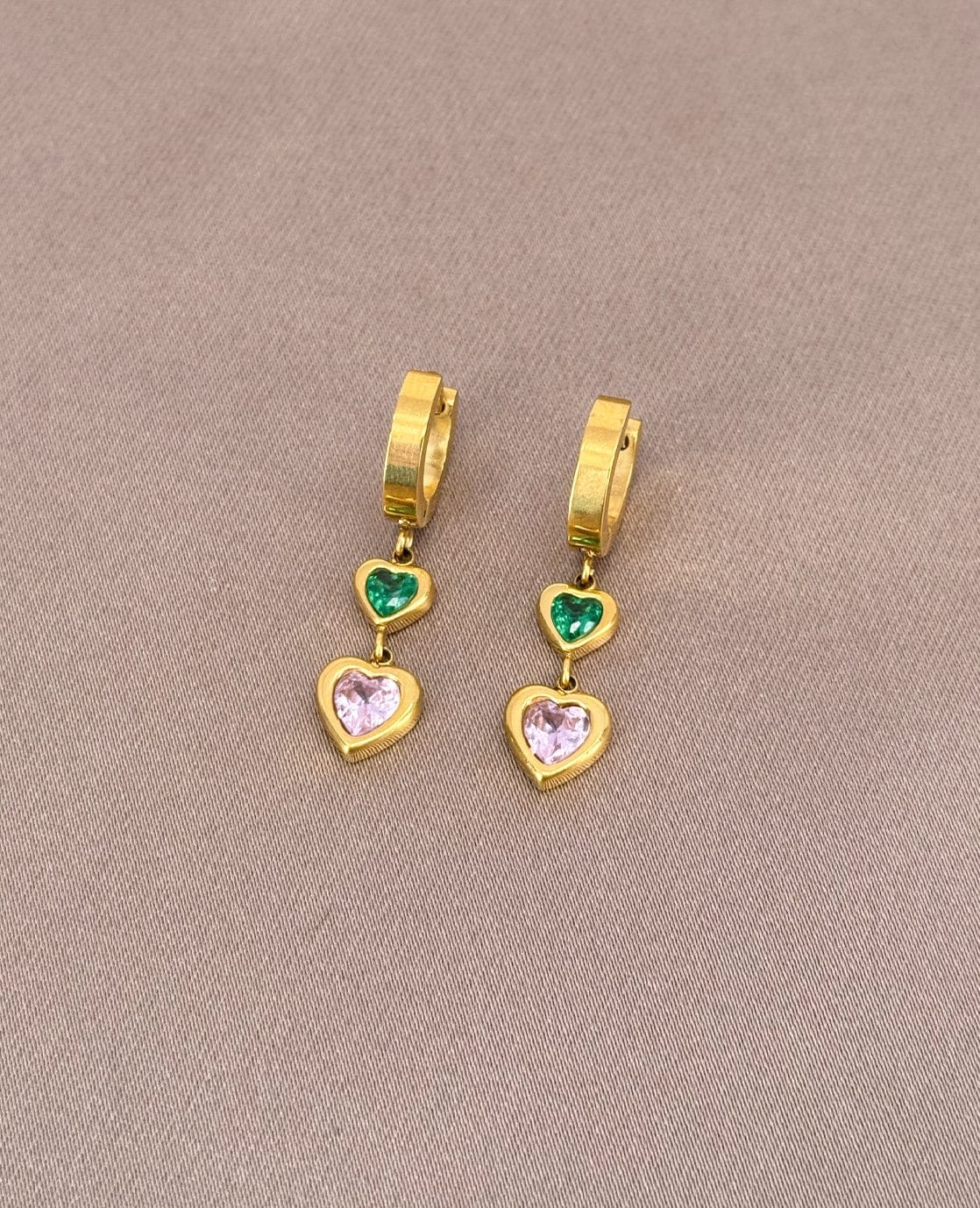 Je m'appelle Accessoires Goud/Multicolor / One Size Earrings Hearts | Goud/Multicolor