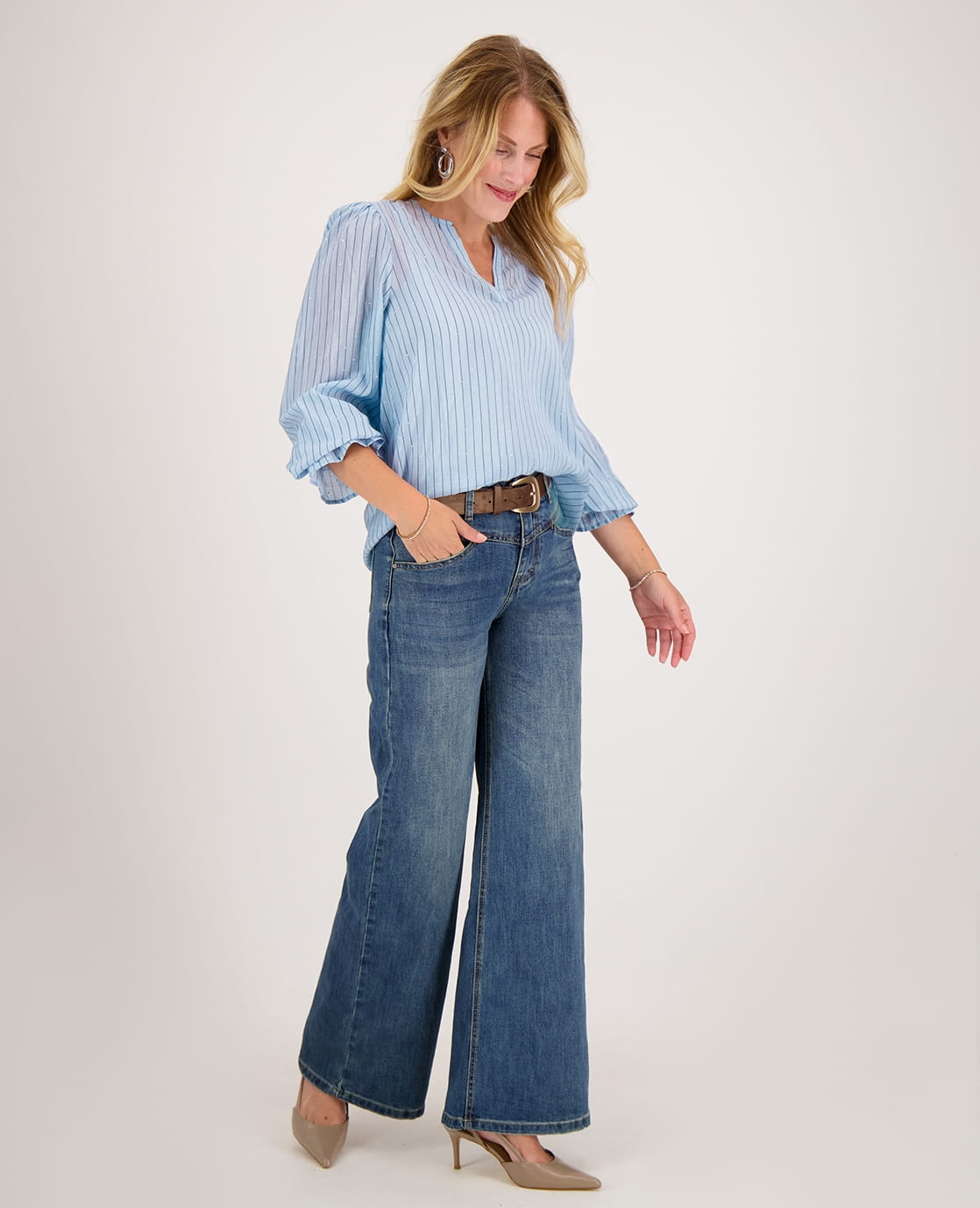 Je m'appelle Broeken Pant Straight Stretch Denim | Medium Blue Denim
