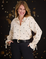 Je m'appelle Tops Greige/Zwart / XS Blouse Elaine | Greige/Zwart