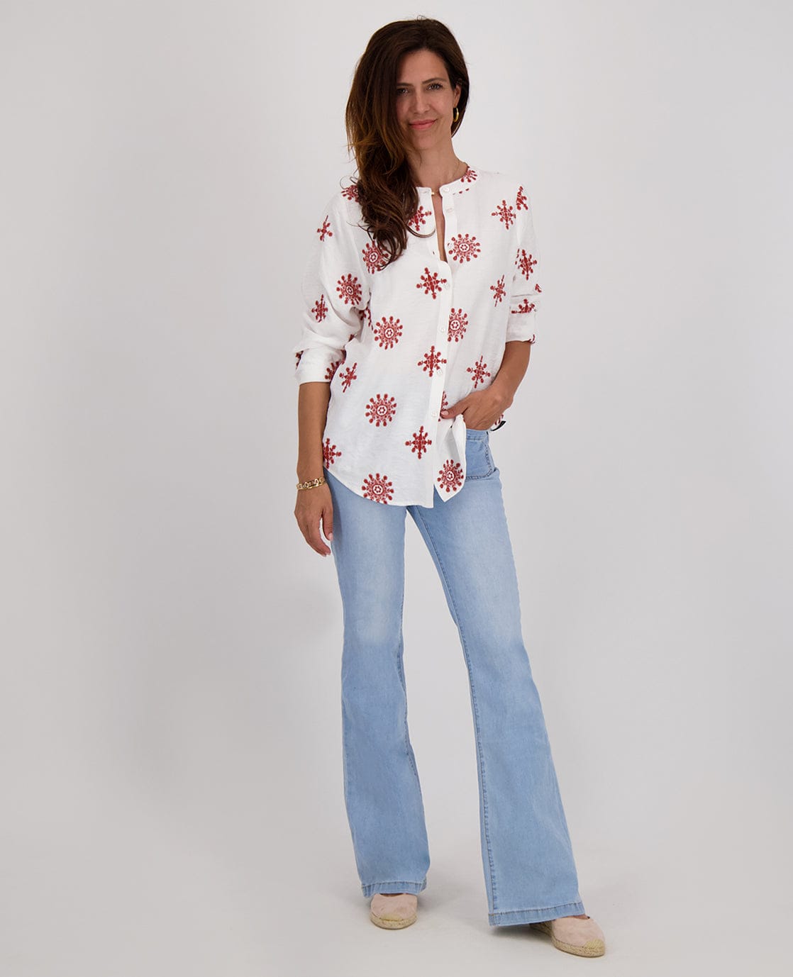 Je m'appelle Broeken Light Blue Denim / XS / Regular Pant Flare Stretch Denim | Light Blue Denim