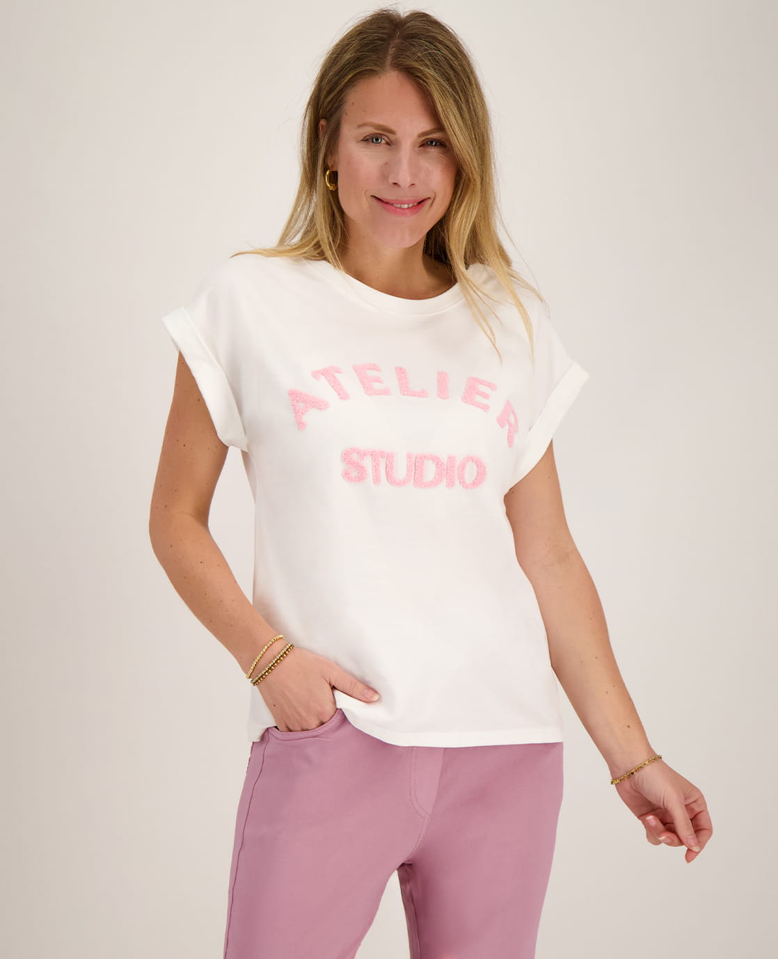 Je m'appelle Tops Wit / Roze / XS Top Romy | Wit / Roze