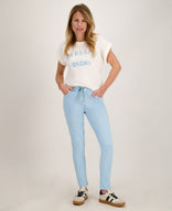 Je m'appelle Tops Top Romy | Wit / Sky Blue