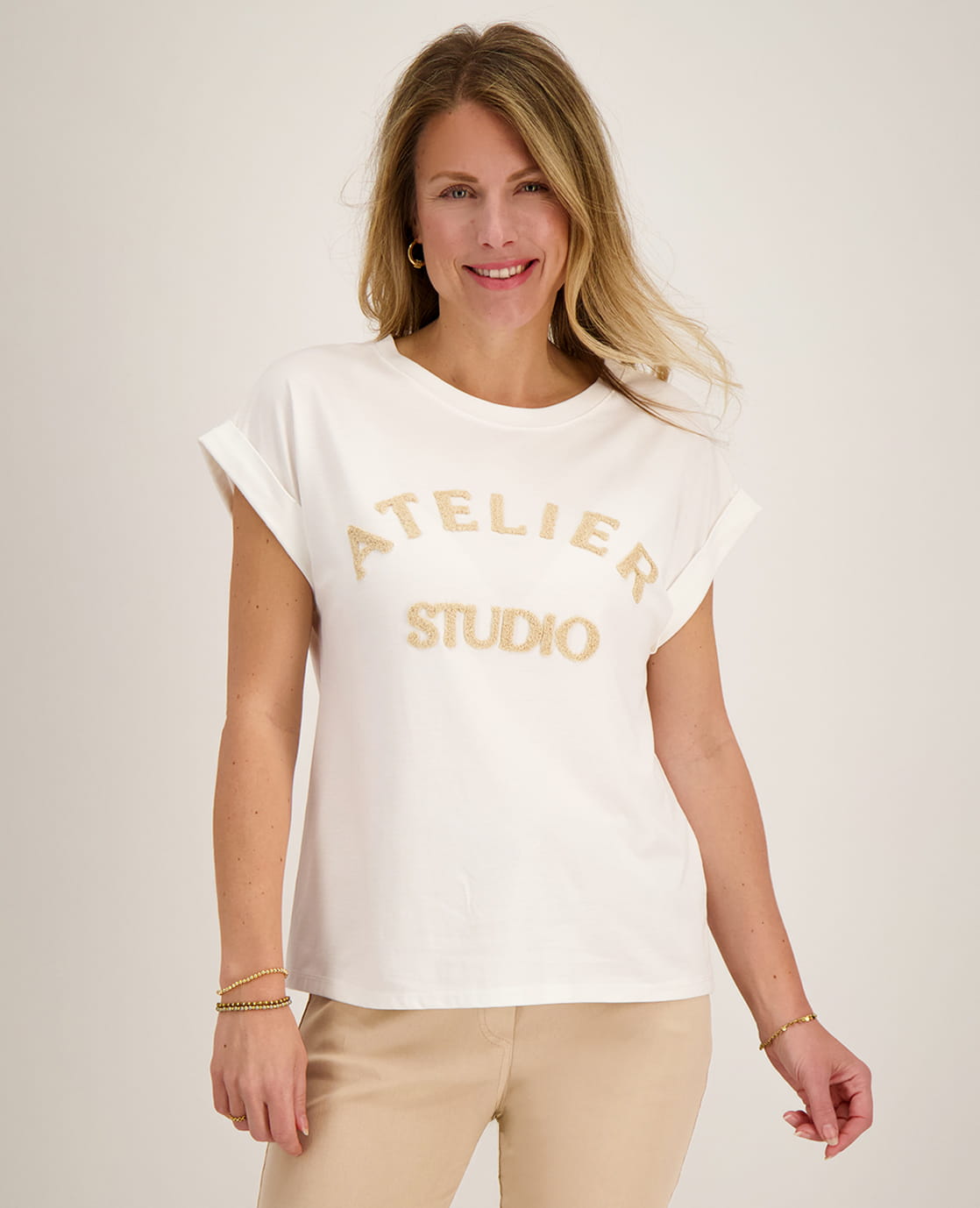 Je m'appelle Tops Wit / Sand Melange / XS Top Romy | Wit / Sand Melange