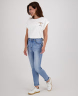 Je m'appelle Broeken Medium Denim Blue / XS / Regular Pant Stretch Denim | Medium Denim Blue